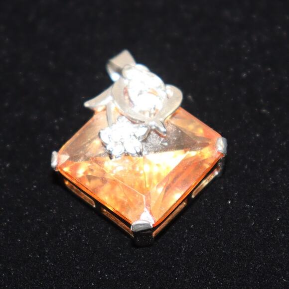 Peach Tourmaline Pendant Silver with White Accents - Picture 2 of 4